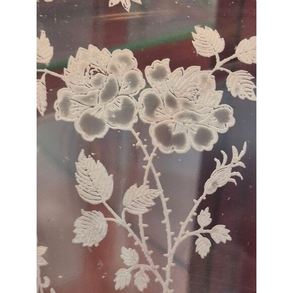 Rare Fostoria Midnight Rose Large Footed Serving Bowl Etched Depression Glass - Picture 2 of 7